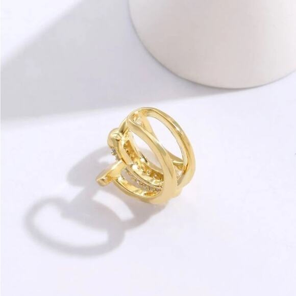 Gold Zircon Nail Cuff Earring, Cartilage, Minimalist - Picture 3 of 3